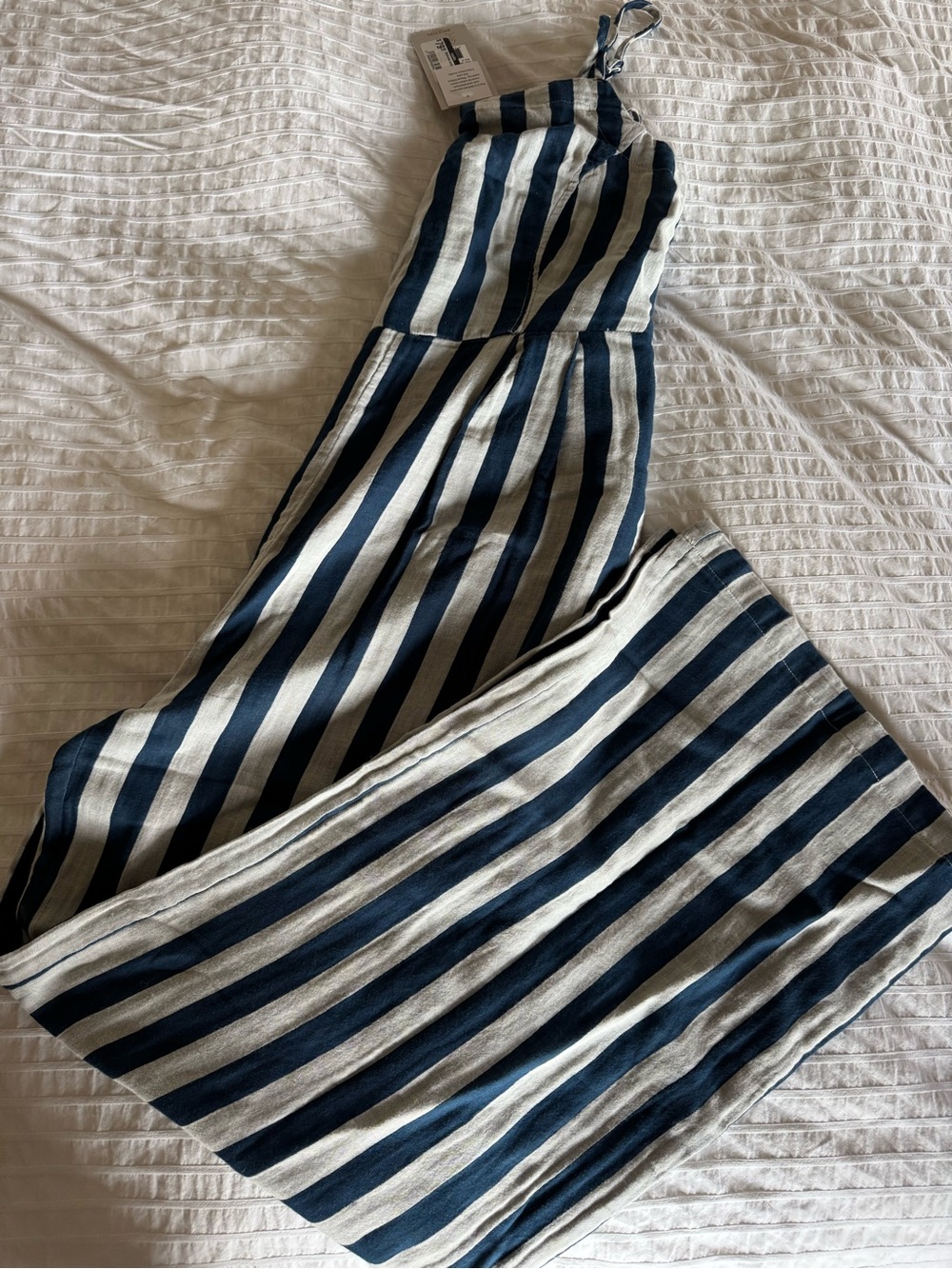 Brixton Navy and White Striped Jumpsuit